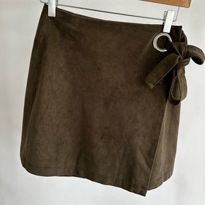 A&F Faux Suede Dark Green Mini Skirt